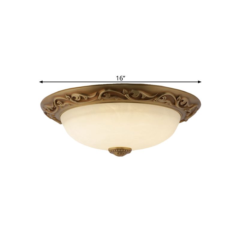 Farmhouse Dome Shape Ceiling Lamp 12"/16"/21.5" Wide 4/3/2 Lights Opaline Glass Flush Mount Lighting in Brass