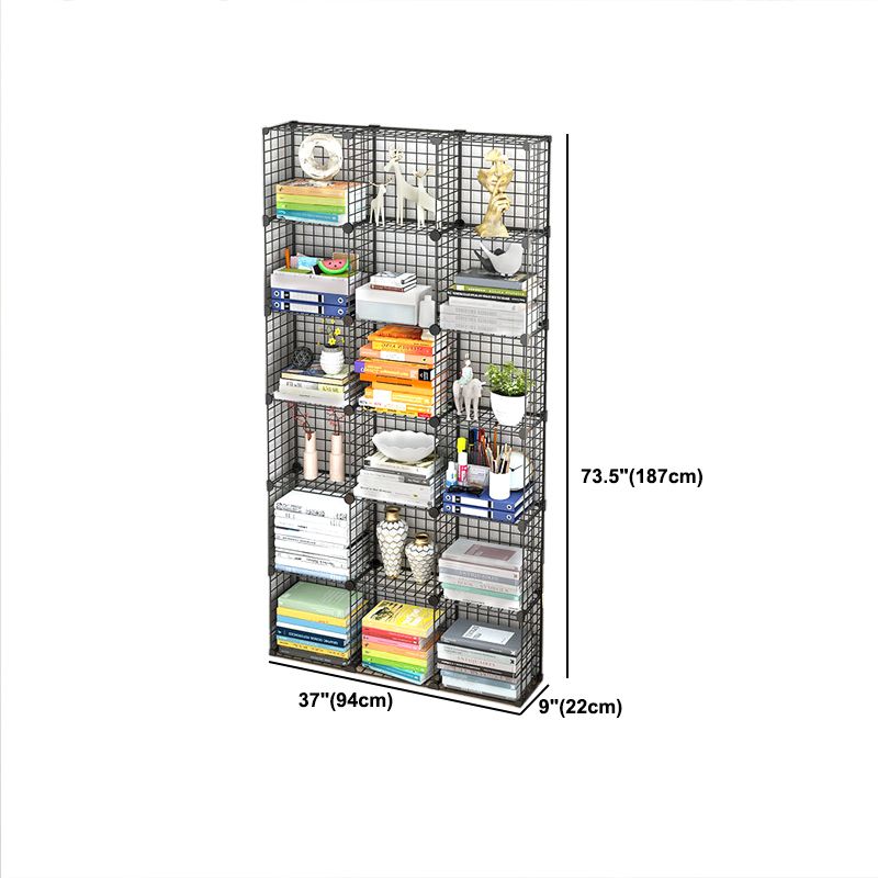 Contemporary Metal Bookcase Closed Back Bookshelf for Living Room