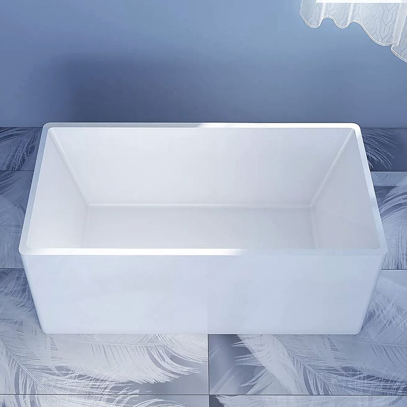 Rectangle Modern White Acrylic Bathtub Back to Wall with Drain Bath Tub