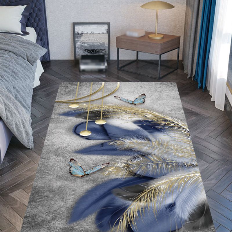 Modern Area Rug Unique Animal Print Carpet Washable Polyester Living Room Rug with Non-Slip Backing