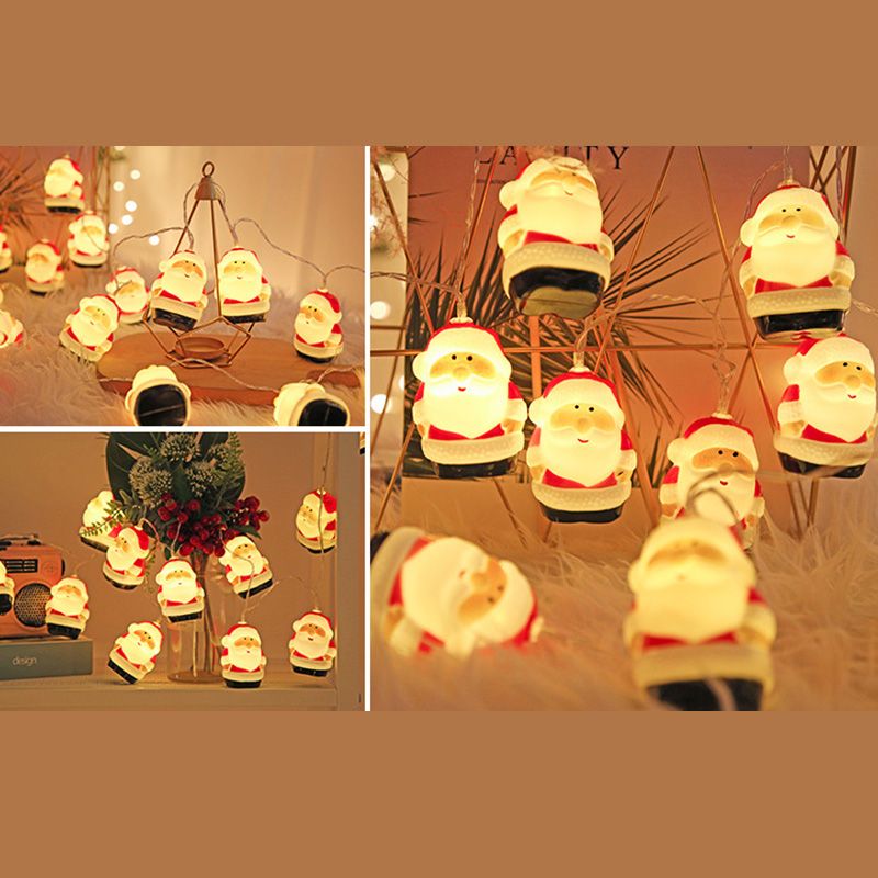 Cartoon Santa Claus Christmas Lamp Plastic Indoor LED String Light in Red