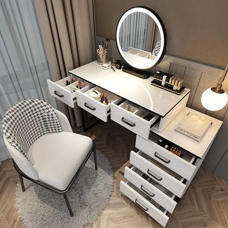 Modern Dressing Table Bedroom Stone Lighted Mirror Make-up Vanity
