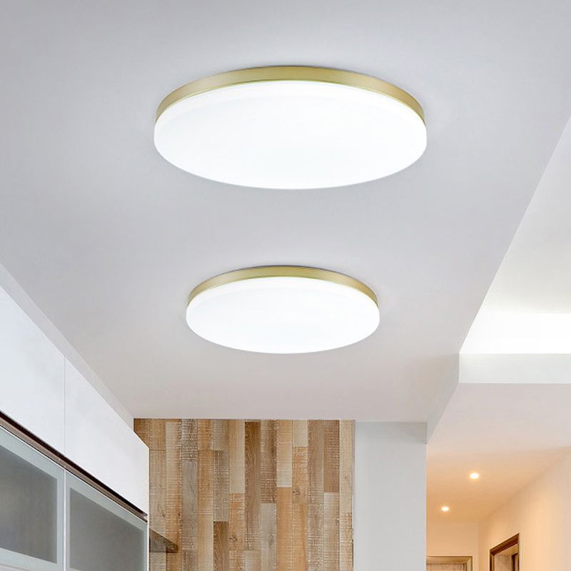 Acrylic Circle Ceiling Mount Minimalist 15"/19" W LED Gold Flushmount Ceiling Lamp for Living Room