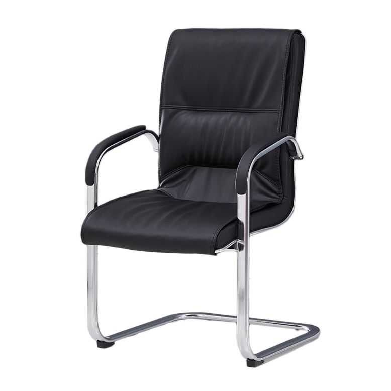 Chrome Metal Base Contemporary Style Task Chair Leather Office Chair