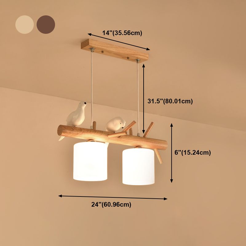 Luces de isla de cilindro de estilo contemporáneo luces colgantes de la isla de vidrio blanco