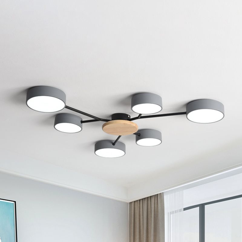 Branchlet Eisenoberflächen-Deckenleuchte, nordisches Grauholz, LED-Unterputzleuchte für Schlafzimmer, 25,5"/31" Breite