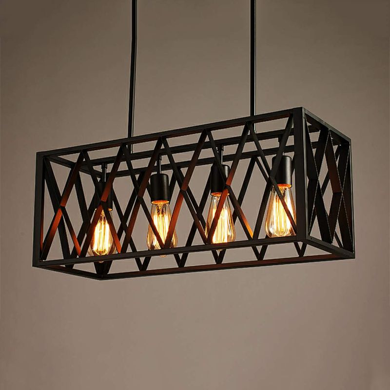 Metal Rectangular Shape Island Pendant Industrial Style Island Pendant Lighting