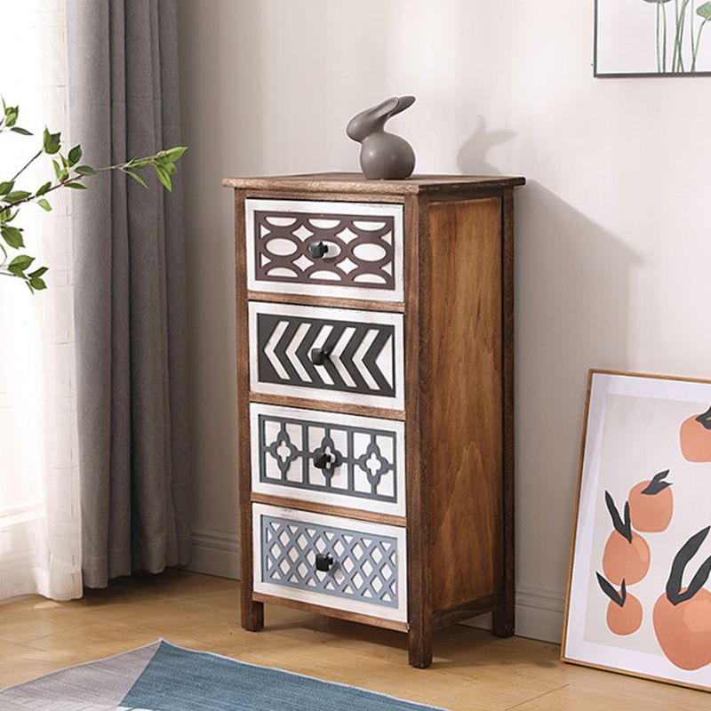 Vertical Wooden Storage Chest Dresser Traditional Lingerie Chest with Drawers