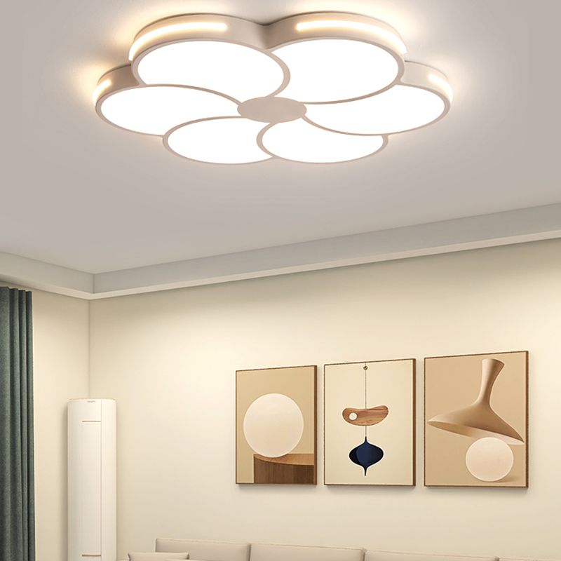 White Flower Ceiling Light Fixture Modernism Flush Mount for Bedroom