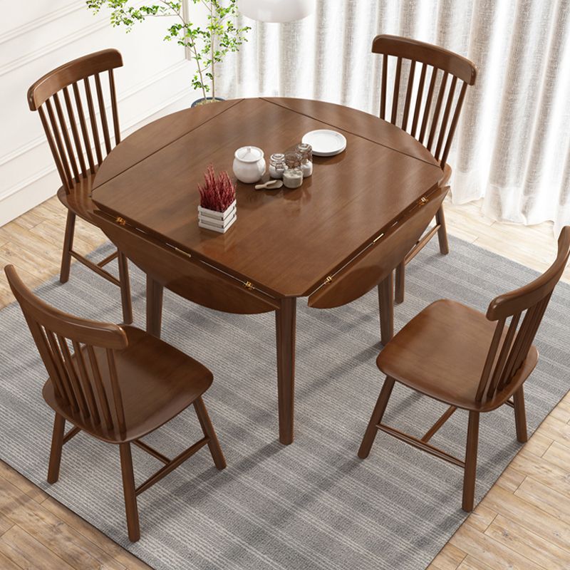 Drop-Leaf Dining Table Contemporary Solid Wood Dining Room Table