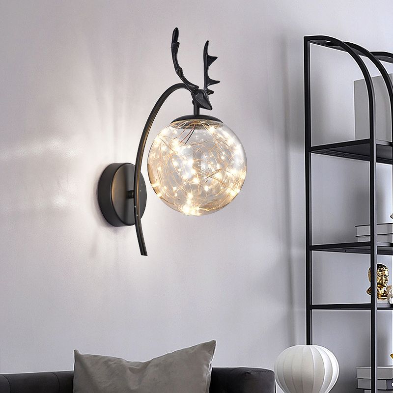 LED Light Strings Simplicity Glass Wall Sconce Metal Antler Design Nordic Style Lighting Fixture for Bedroom Living Room