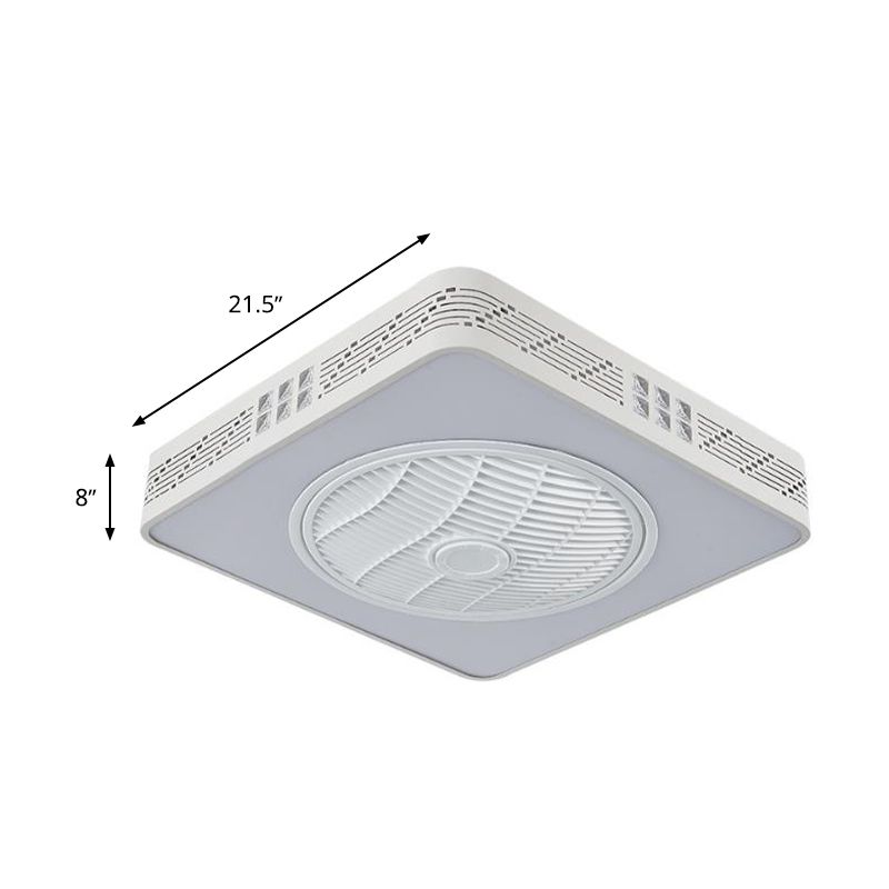 Éventail de ventilateur en acrylique linéaire / arbre LED SIMPLE LED CHAMBRE SEMI FUX FUX MONT ARMILATION EN BLANC avec 3 lames, 21,5 "W
