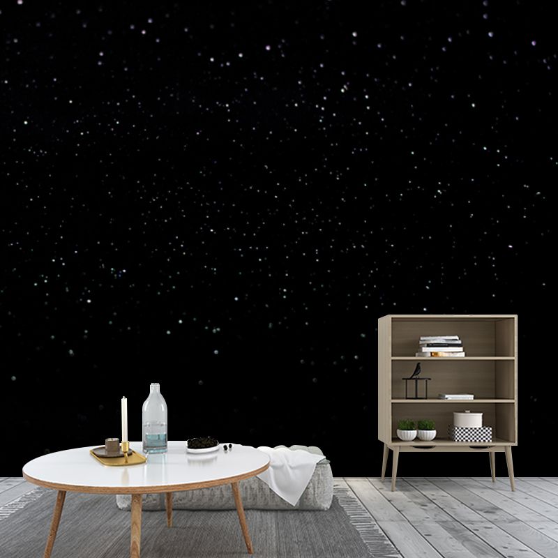 Galaxy and Stars Print Mural Decal Black Modern Aesthetics Wall Decor for Corridor