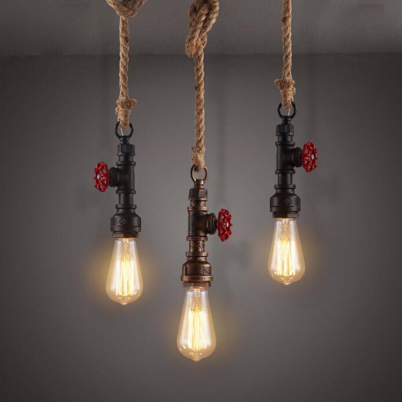 Metal Pendant Ceiling Light Water Pipe Antiqued Down Lighting Pendant for Restaurant