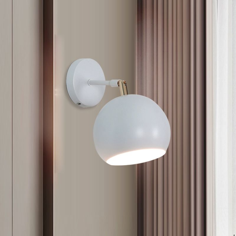 Adjustable Global Bedroom Sconce Light Fixture Industrial Style Metallic 1 Light White Wall Fixture Light