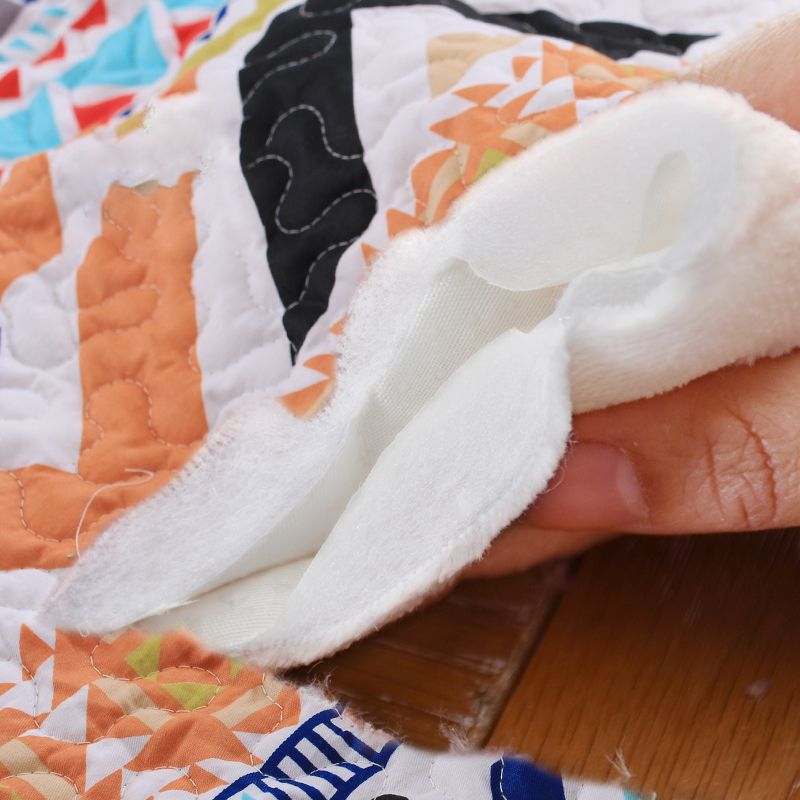 Casual Bedroom Rug Multi Colored Geometric Printed Area Carpet Cotton Non-Slip Backing Easy Care Indoor Rug