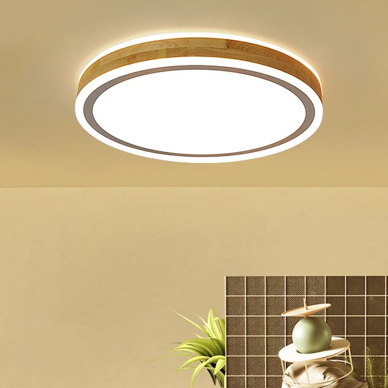 Plafonnier LED moderne en bois rond encastré plafonnier