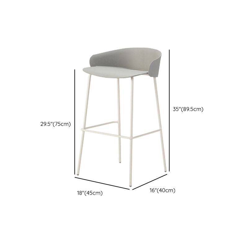 Contemporary Bucket Low Back Armless Bar Stools with White Metal Base