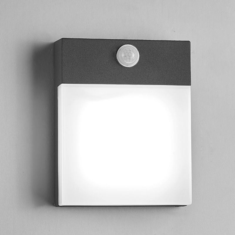 Black Modern Metal Wall Sconce Rectangle Shape Wall Light with Acrylic Shade for Courtyard