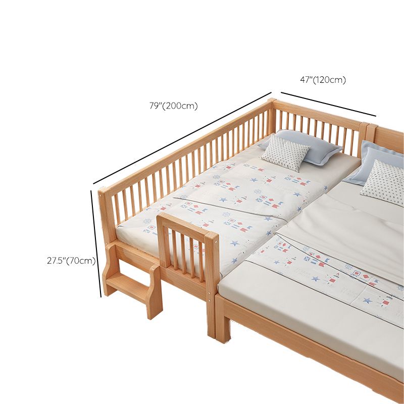Solid Wood Contemporary Washed Nursery Bed with Guardrail for Bedroom