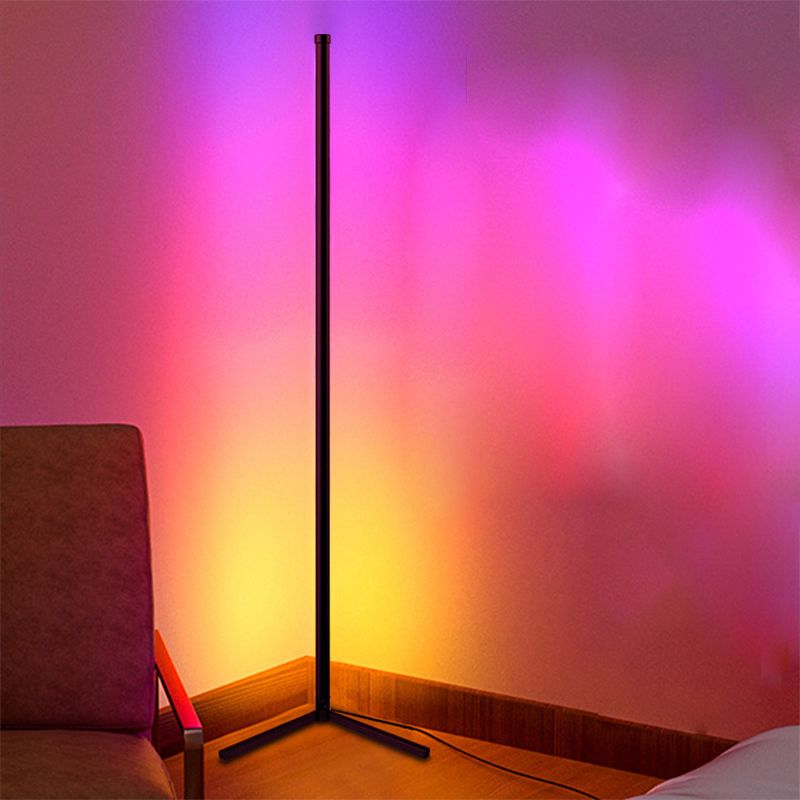 Tube Floor Light Modern Style Metal 1 Light Floor Light Fixtures in Black