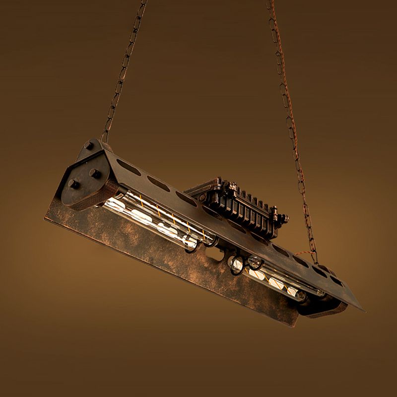 Antique Bronze Iron Linear Island Ceiling Lights Industrial Hanging Lights for Dining Room