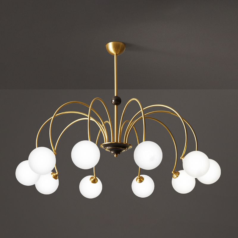 Glass Bronze Chandelier in Modern Luxury Style Copper Globe Hanging Lamp for Interior Spaces