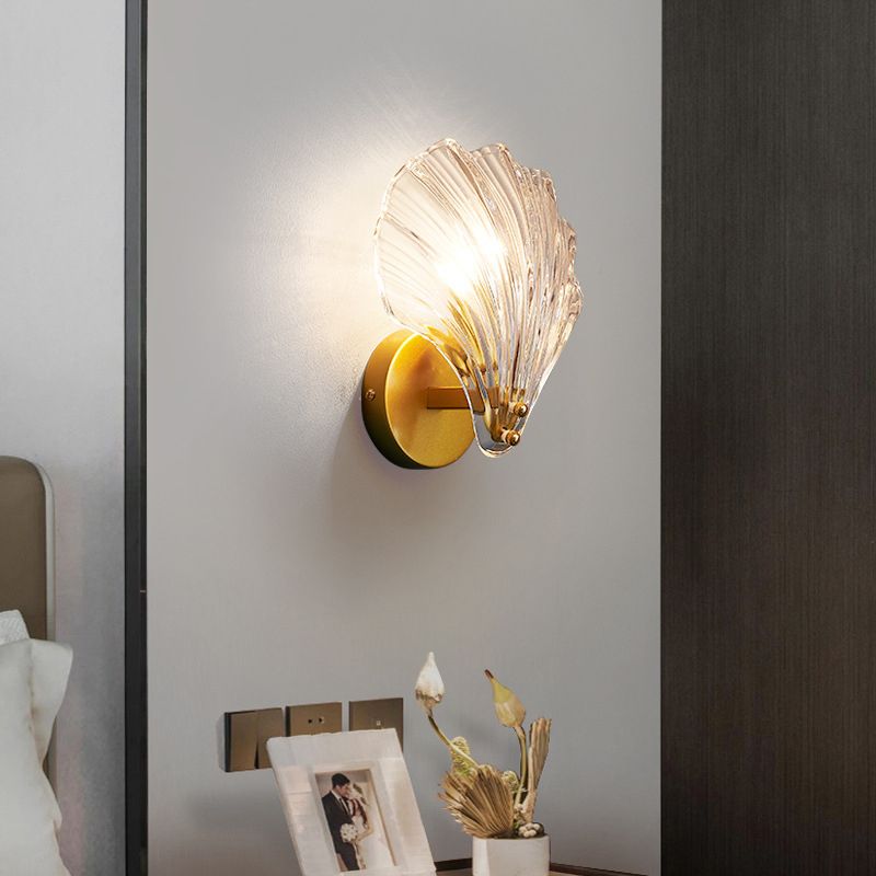 Shell Glass Wall Mount Light Fixture Minimalist-Style Wall Mounted Light Fixture