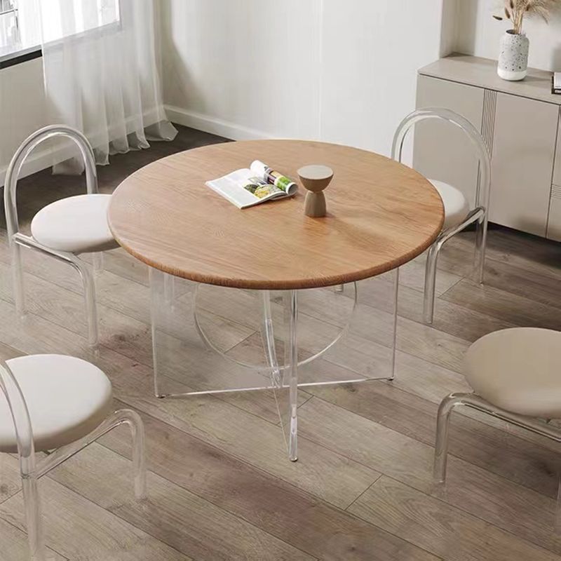 Round Dining Table Set 1/2/3/4 Pcs Acrylic Base Table and Chairs