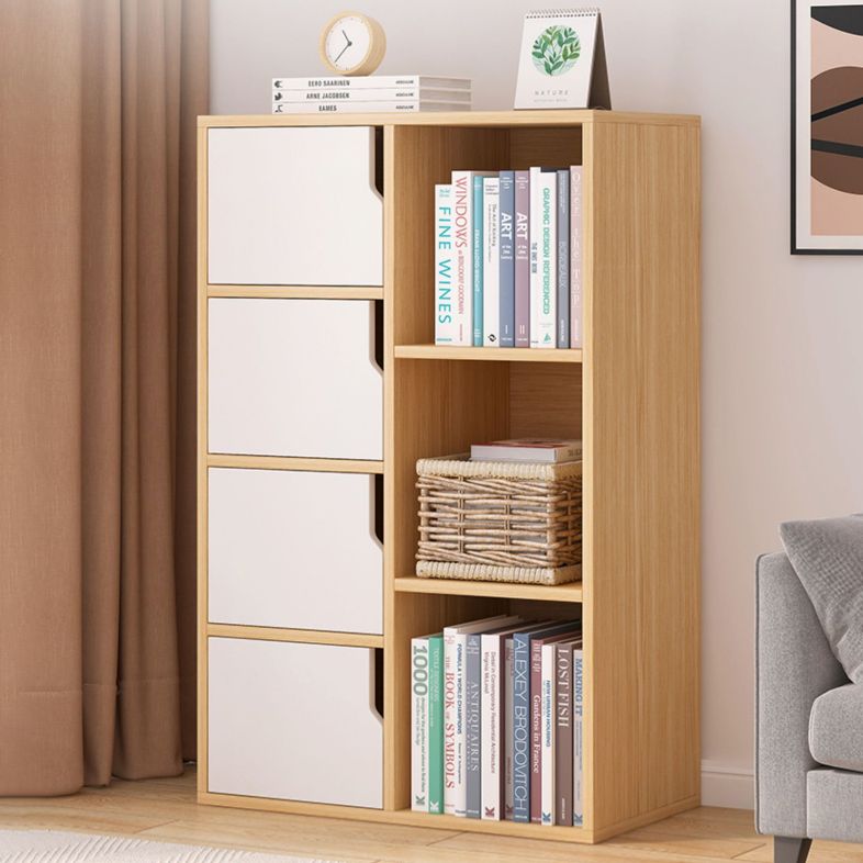 Engineered Wood Shelf Bookcase With Cabinets Rectangular Bookshelf