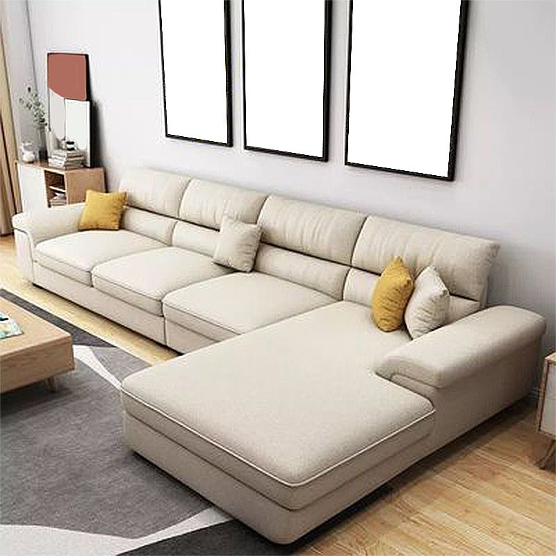 High Back Pillow Top Arm Sectional Left Hand Facing Sofa and Chaise with Slipcover