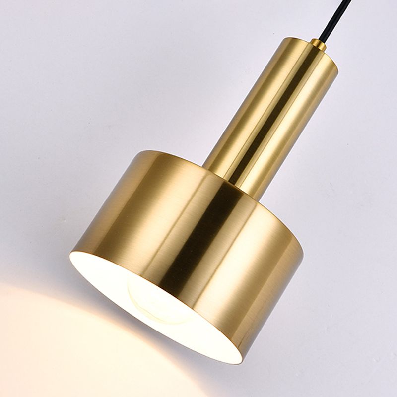 Modern Artistic Cylindrical Pendant Light Electroplate Iron Hanging Lamp for Dining Room