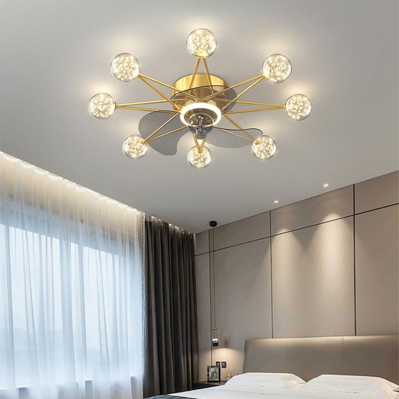 Kids Style Spherical Ceiling Fan Lights Metal LED Flush Lights for Bedroom