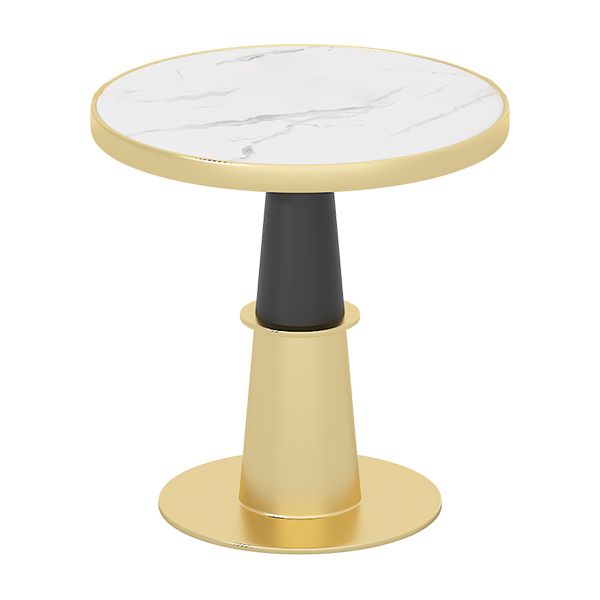 Luxury Sintered Stone Top Dining Table Round Table with Gold Metal Pedestal
