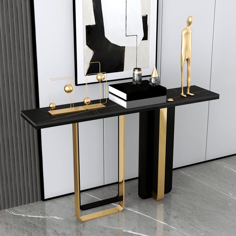 Stone Rectangular Console Table Glam 31.5" Tall Accent Table