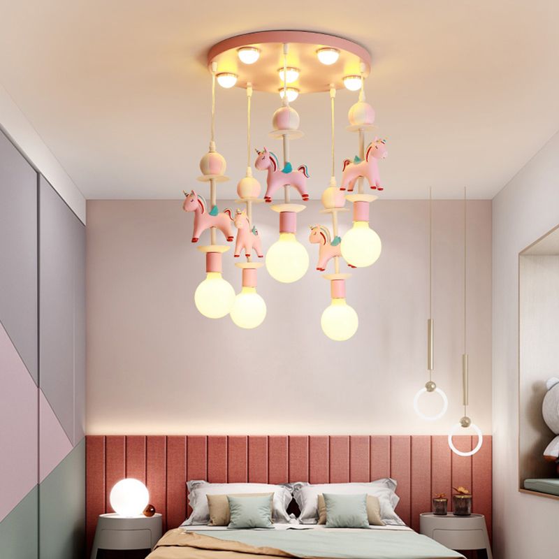 Rainbow Unicorn Nursery Pendant Ceiling Light Resin Kids Multi Lamp Pendant Light