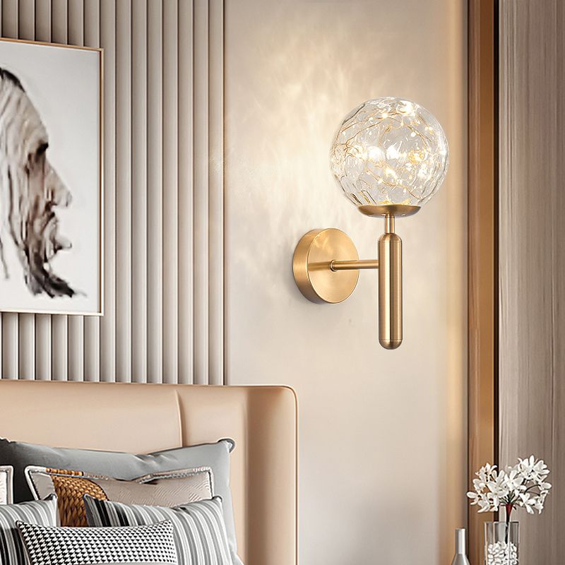 Stile moderno a forma sferica murale vetro sconce 1 illuminazione da parete leggera per accanto