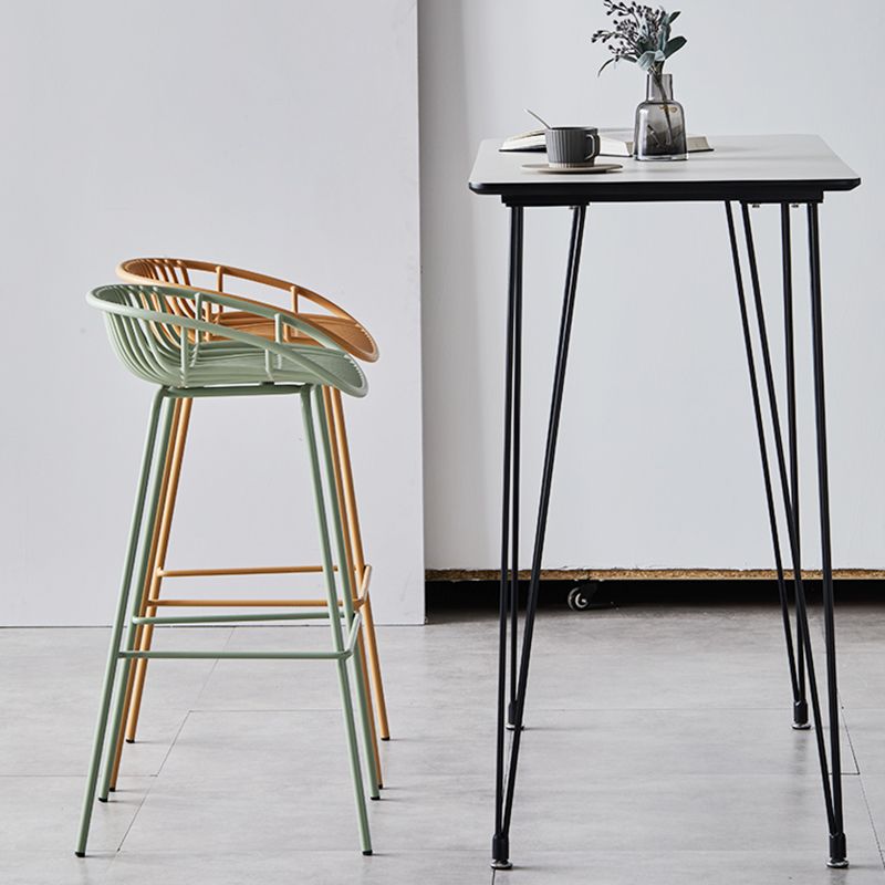 Industrial Metal Stool Metal Low Back Counter Stool in Matte Finish for Indoor