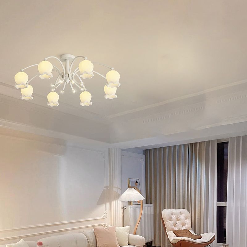 Modern Metal Flush Mount Flower Shape Ceiling Lamp with Acrylic Shade for Living Room