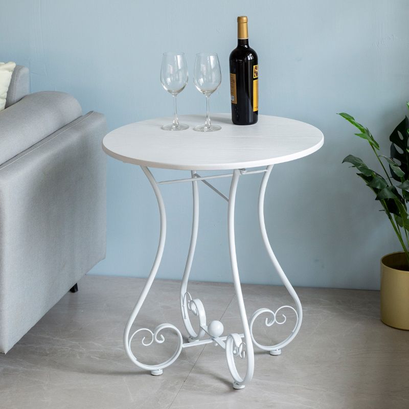 Round Wood X-base Side Table Modern Minimalist End Table for Living Room
