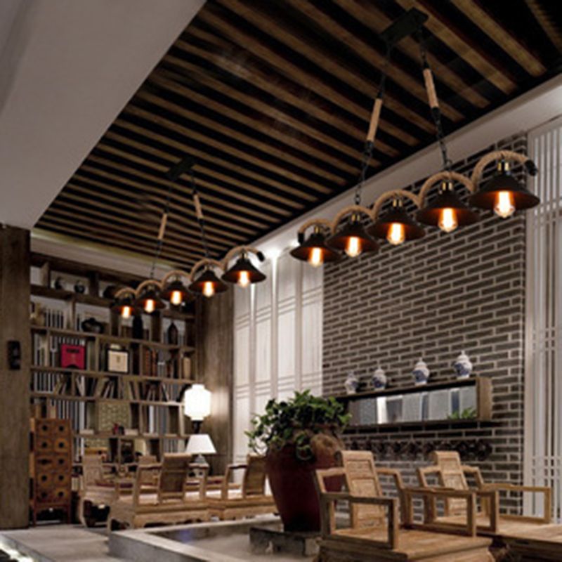 Metal Island Chandelier Light Industrial Black Cage Restaurant Chandelier Light Fixture