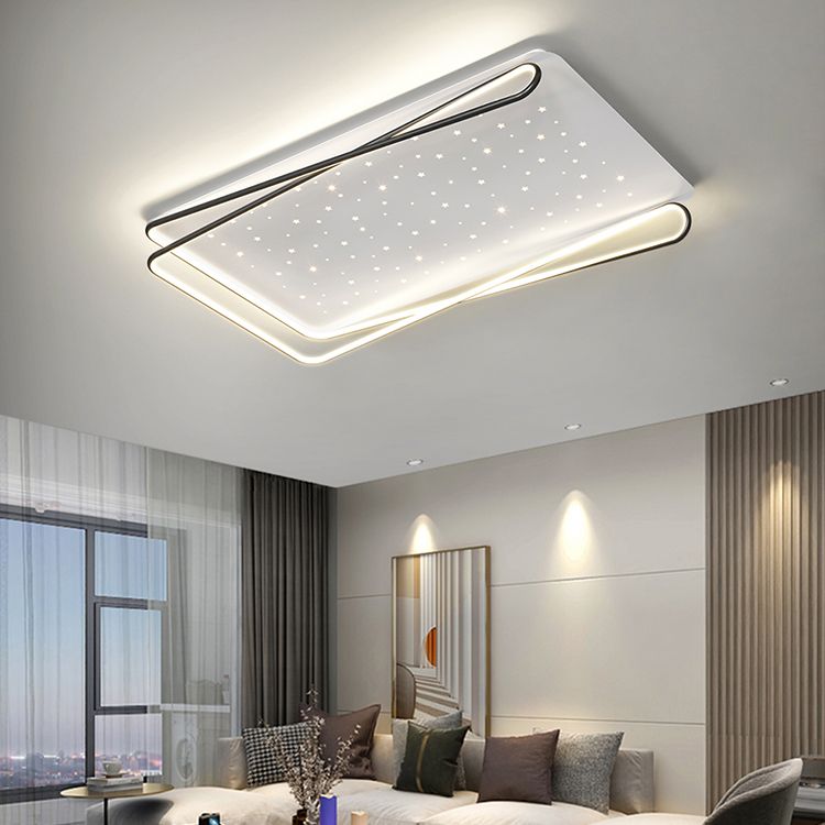 Geometry Shape LED Ceiling Lamp Modern Aluminum 2 Lights Flush Mount for Living Room