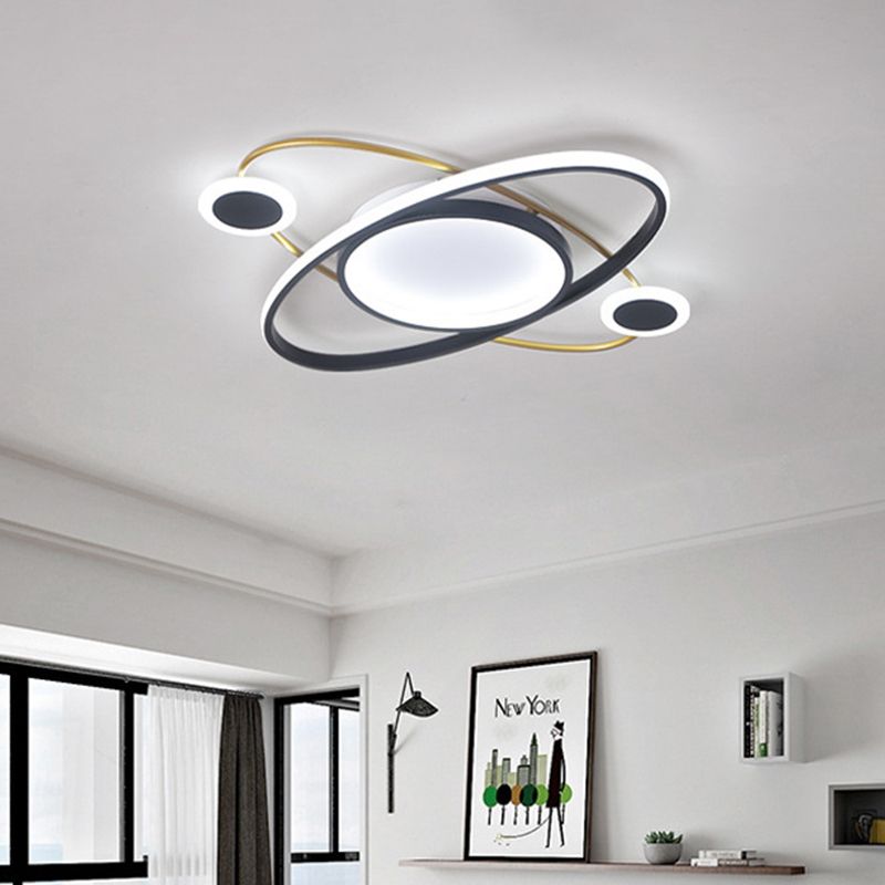 White Universe Flush Mount Ceiling Light Nordic LED Acrylic Lighting Fixture for Living Room in Warm/White Light
