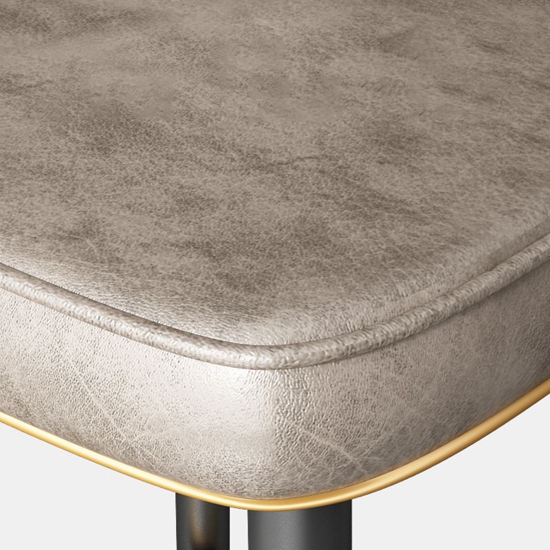 Taburete de bar de cuero contemporáneo, taburete con respaldo bajo para interiores con patas de acero