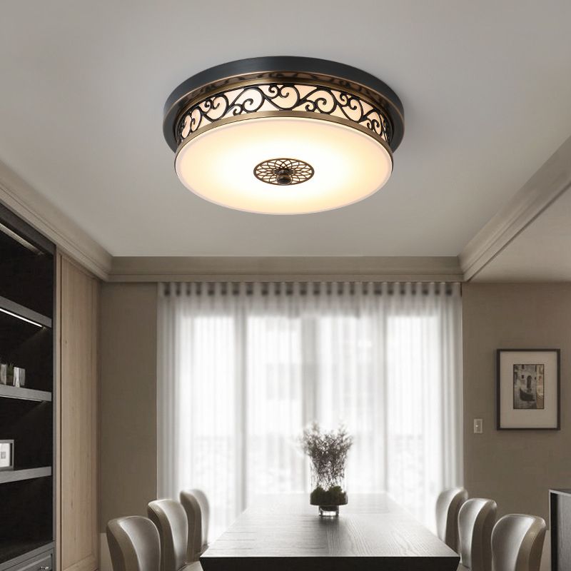 Traditionele stijl glazen inbouw plafondlamp ronde vorm inbouwverlichting voor slaapkamer