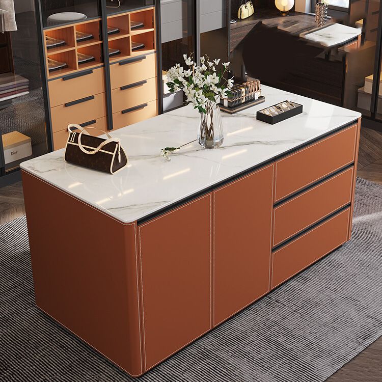Stationary Kitchen Island Granite Top Kitchen Island Table with Drawer