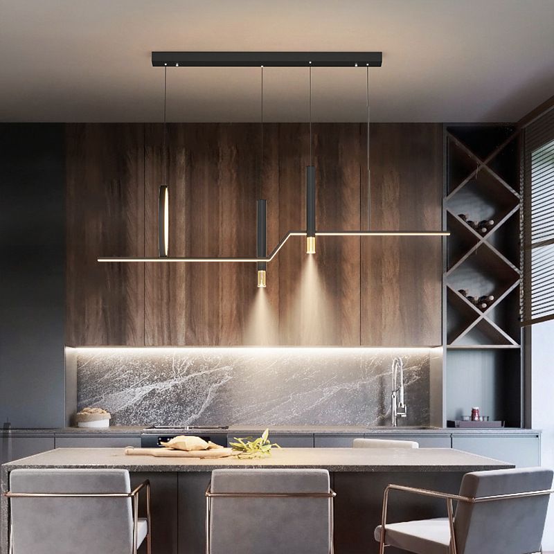 Nordic Metal Island Light Geométrico 39.5 "de ancho Multi Light Island Colgante para comedor