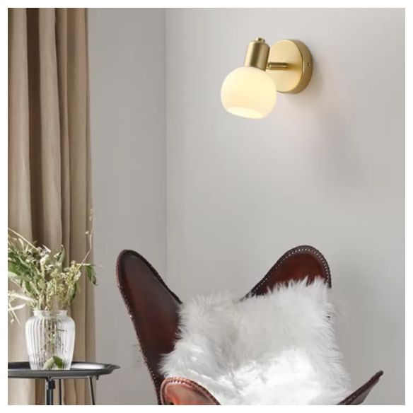Minimalist Style Wall Mounted Light Fixture White Ball Wall Sconce Light with Glass Shade