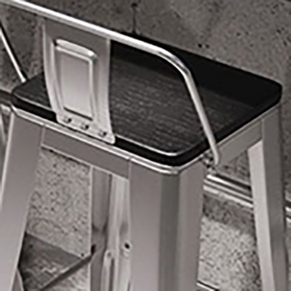 Footrest Backrest Counter-height Stool Industrial Wood and Metal Counter Chair in Silver