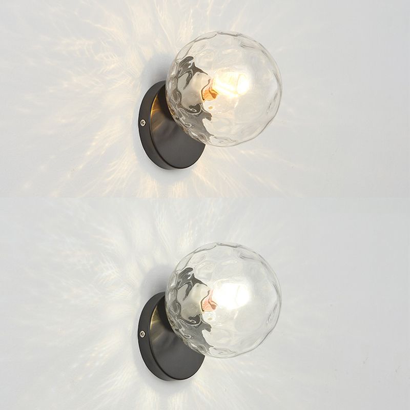 Minimalism Style Glass Ball Sconce Light Fixtures One Head Wall Lamp for Bedroom